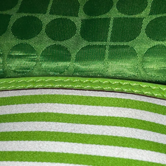 Kate Spade Lime Green Striped Shoulder Bag 21” x 6.5” x 2.5” - Picture 11 of 15